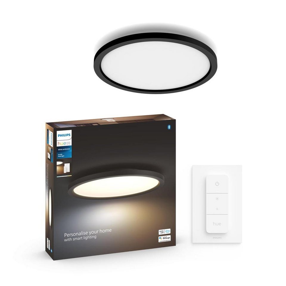 Philips Hue LED Panel Bluetooth White Ambiance Panel Aurelle in Schwarz 21W  2300lm rund, keine Angabe, Leuchtmittel enthalten: Ja, fest verbaut, LED,  warmweiss, LED Panele, Dimmbar:App-Steuerung