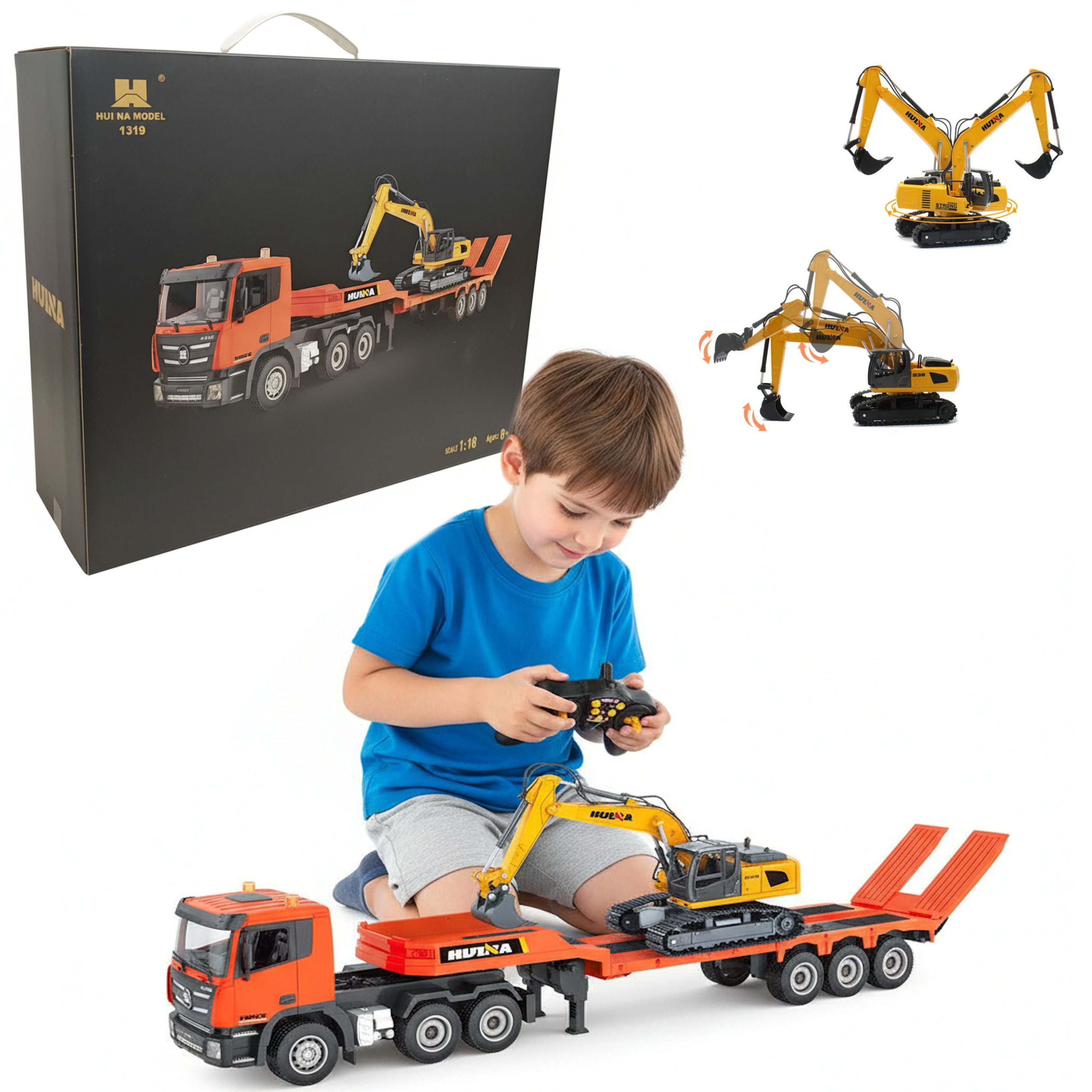 COIL RC-LKW Autotransporter, Ferngesteuerter Abschleppwagen, RC Anhänger (Set), Licht, Sound, Frequenz: 2,4 GHz, Gummireifen