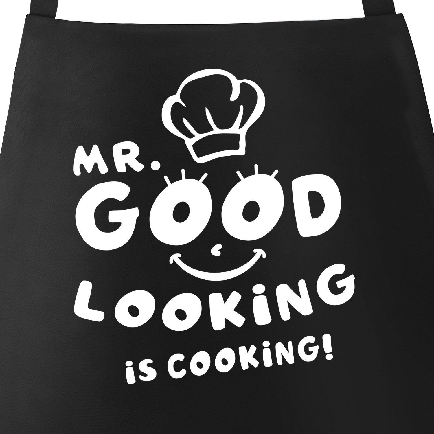 MoonWorks Grillschürze Kochschürze Grill-Schürze für Männer Spruch Mr. Good  looking is cooking Küchenschürze Baumwolle Moonworks®, mit kreativem  Aufdruck