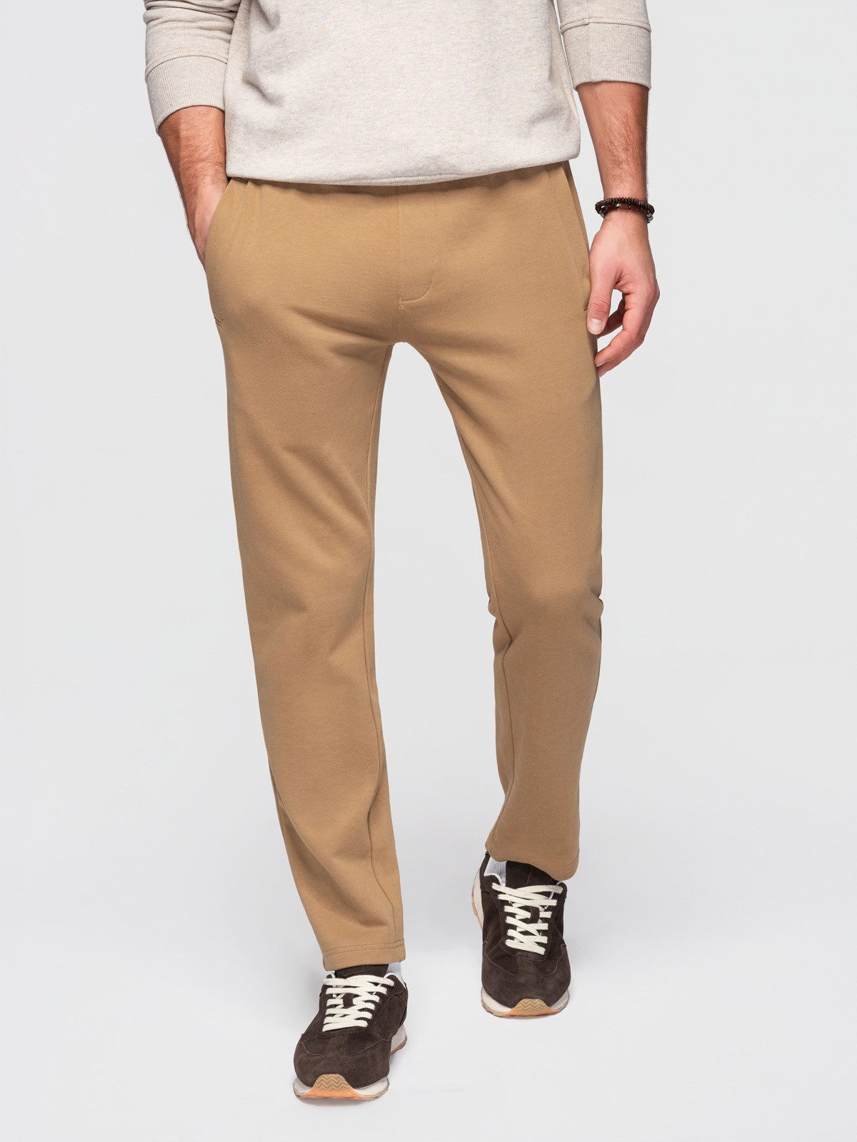 OMBRE Sweatpants Herren Jogginghose Slim Fit Baumwolle Basic Coffee L (kein Set, 1-tlg) weiche Baumwolle, leicht taillierter Schnitt