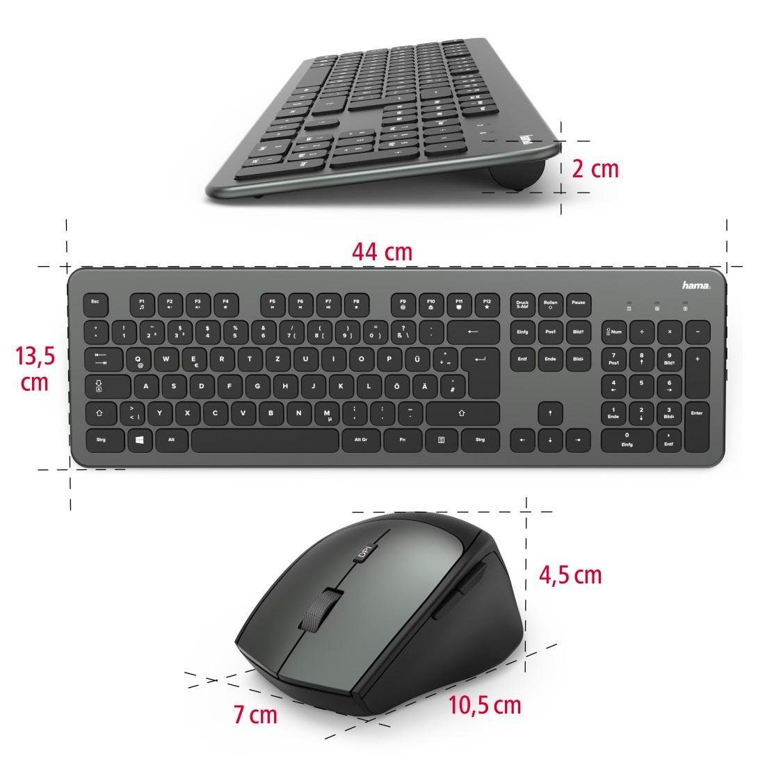 Hama Funktastatur-/Maus-Set "KMW-700" und Maus-Set schwarz Tastatur/Maus-Set Tastatur