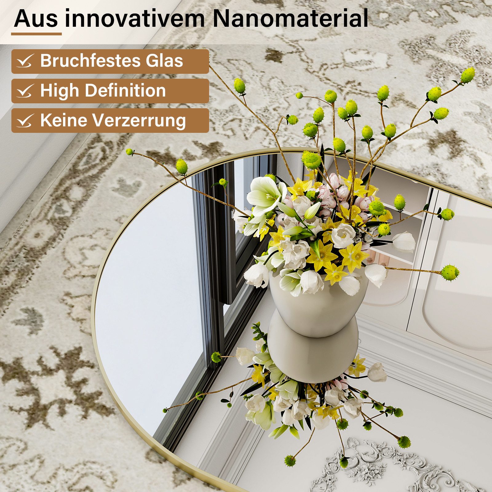 Koonmi Ganzkörperspiegel Großer Standspiegel mit Metallrahmen und verstärktem Glas – Bild 5 von 5