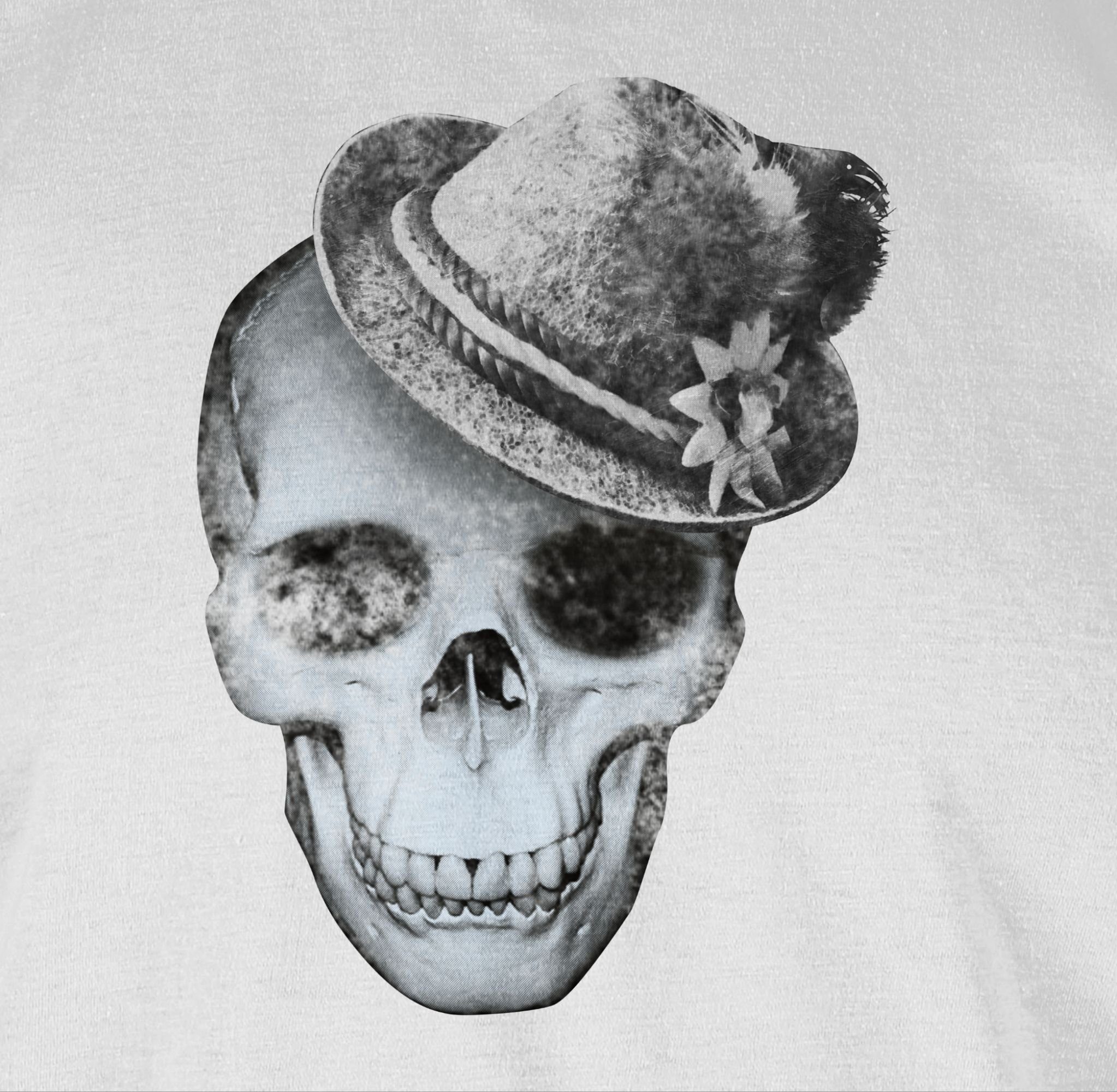 Shirtracer T-Shirt für Totenkopf Weiß Herren mit Oktoberfest Filzhut 02 Mode