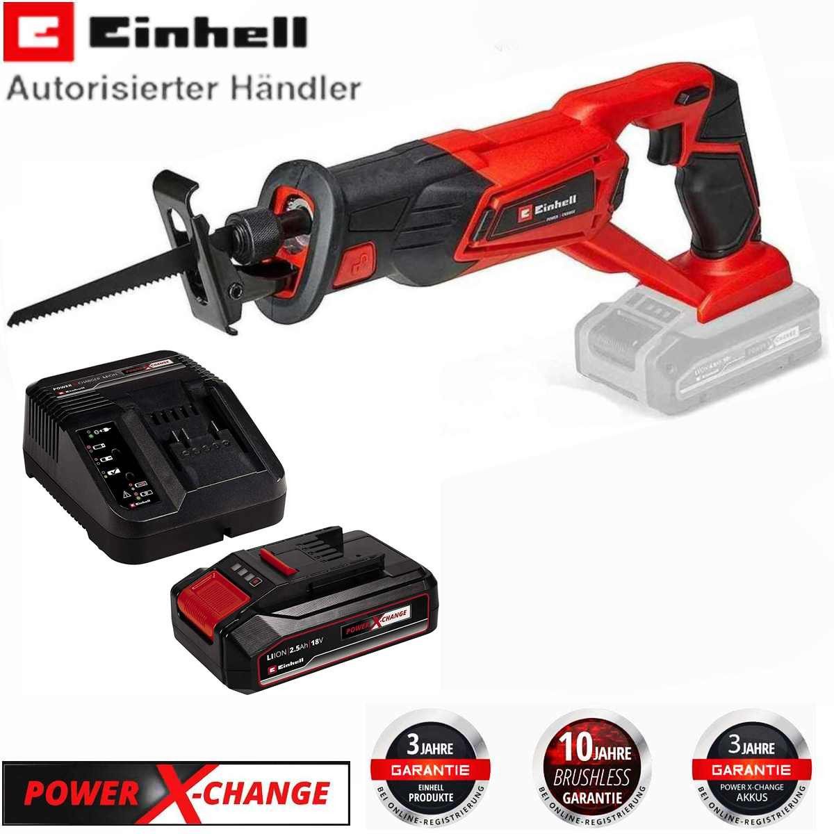 Einhell Akku-Säbelsäge Einhell Akku-Säbelsäge TE-AP 18/22 Li 18V mit Akku 2,5 Ah, Ladegerät
