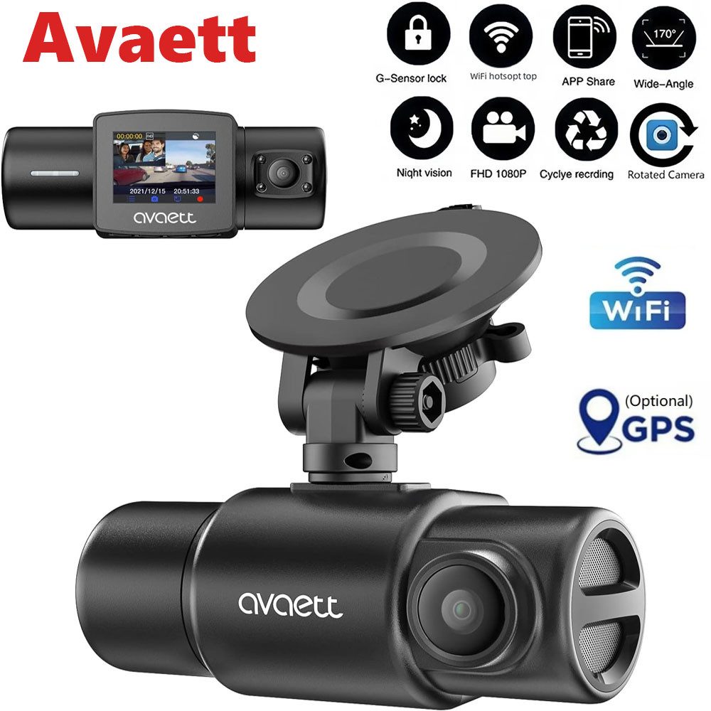 Avylet Dashcam Auto Vorne Hinten 2.5/1080P Dual Dash Cam Dashcam (HD, WLAN (Wi-Fi), Dual Auto Kamera mit Parküberwachung,Nachtsicht,170° Weitwinkel,WDR, G-Sensor & Loop-Aufnahme,24std.Parküberwachung,GPS und APP-Steuerung)