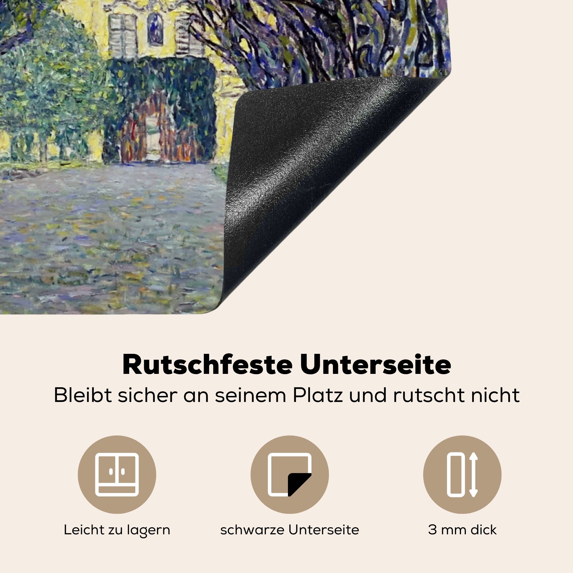 MuchoWow Herdblende-/Abdeckplatte Allee Gustav Ceranfeldabdeckung, tlg), 78x78 schloss zum Arbeitsplatte küche Vinyl, (1 cm, - Klimt, kammer für