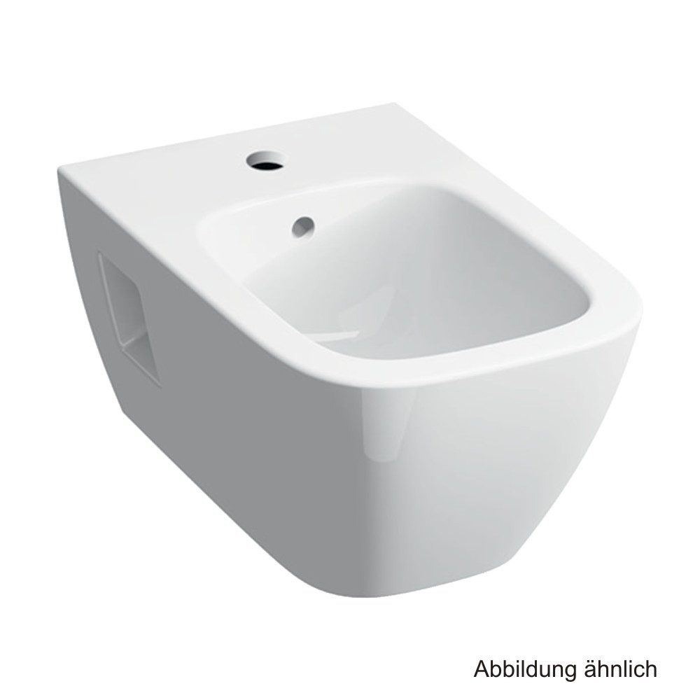 GEBERIT Waschtischarmatur Geberit Renova Plan Wand-Bidet teilgeschlossene Form, mit Überlauf, we
