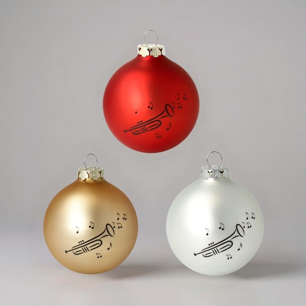 mugesh Weihnachtsbaumkugel Weihnachtskugeln Trompete (3er-Set), für Musiker