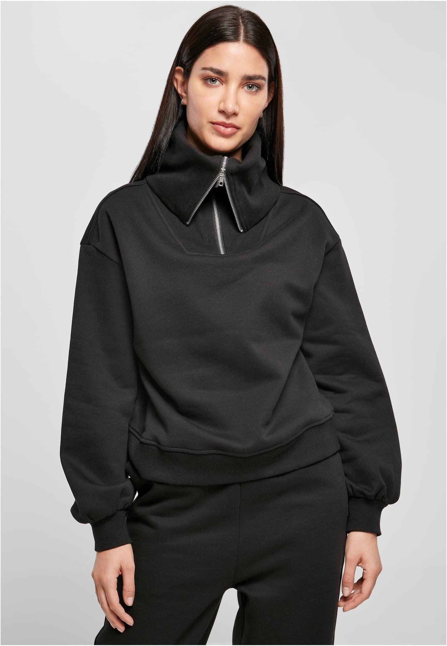 Sweatshirt Ladies Oversized High Neck Troyer Crew Damenpullover