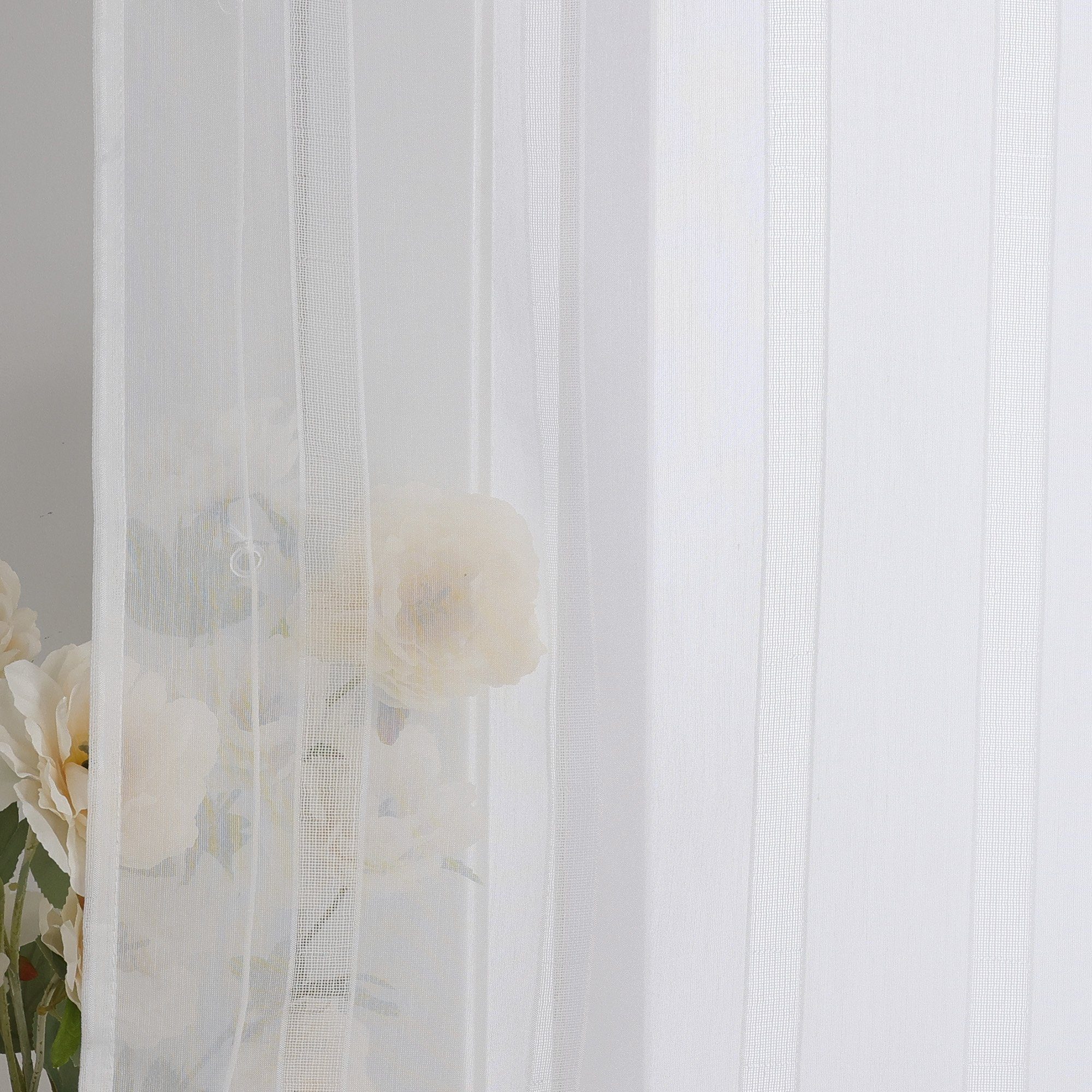 Joyswahl Raffrollo See, mit Schlaufen, für Fenster Voile Uni längsgestreift Gardine