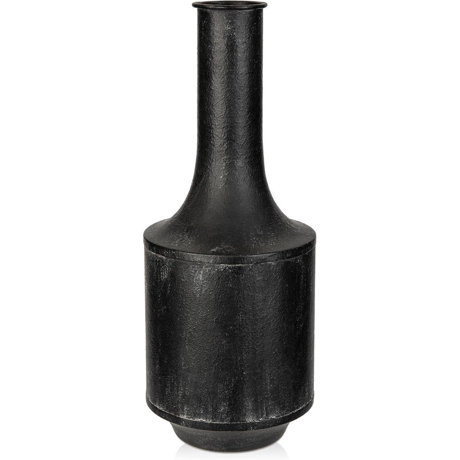 LuxusKollektion Dekovase Vasen Groß Vintage Metall Rustikal Blumenvase Shabby Chic Schwarz