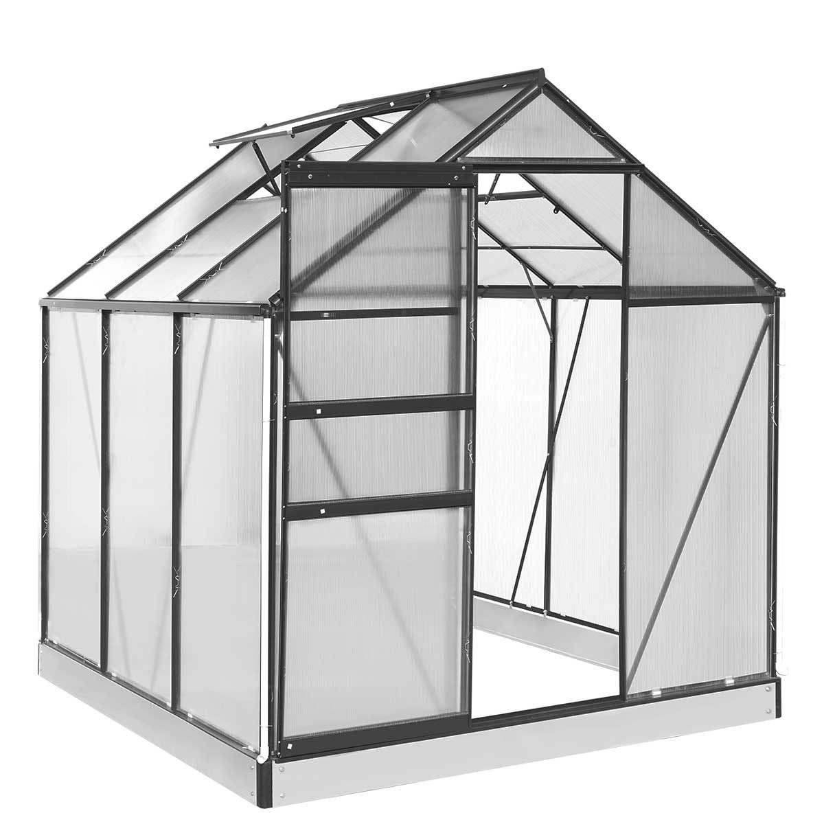 BRAST Gewächshaus Aluminium mit Fundament rostfrei 190x190x195cm TÜV geprüft, BxTxH: 190 x 190 x 195 cm, wetterfestes hochwertiges Aluminium, Temperaturbeständig, Wärmedämmend, Lichtbrechend & UV-stabilisiert