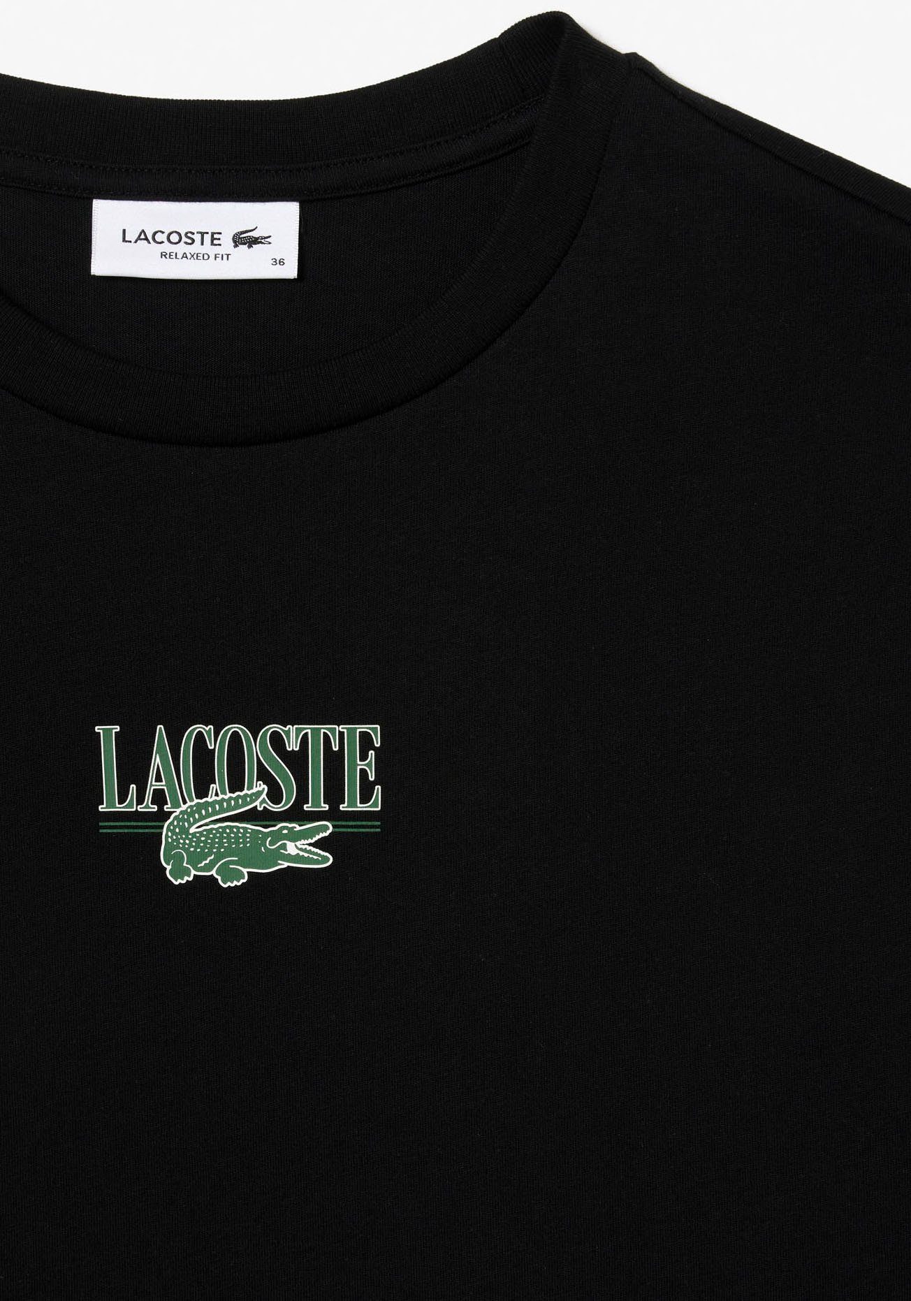 Markenlabel T-Shirt BLACK mit Lacoste