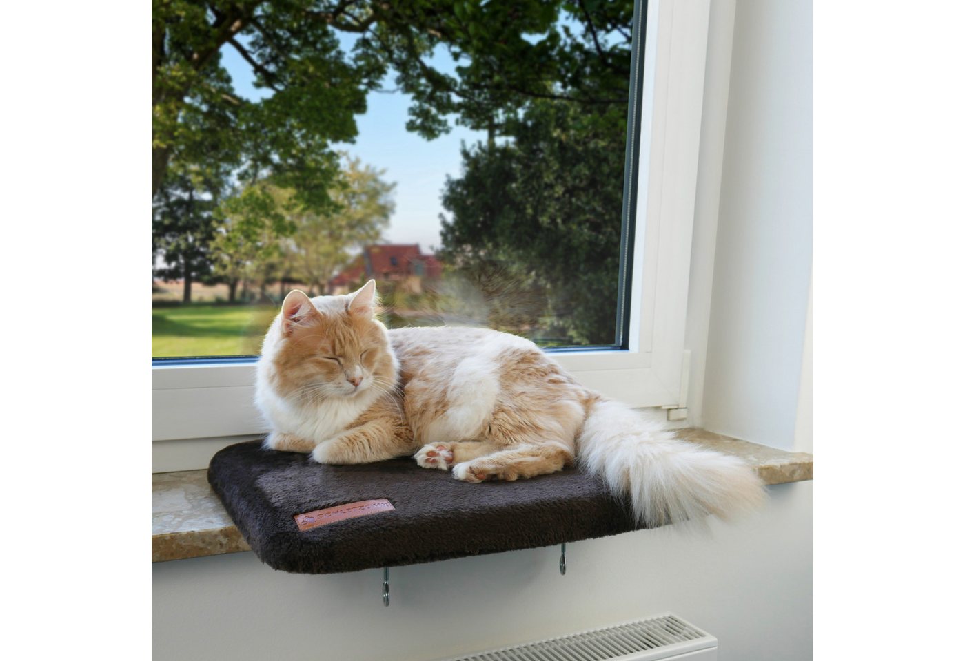 Thumbnail - SCHLITZOHR Katzenliege Fensterbankliege Teddy, Polyester, Fensterbankliege, stabile Katzenliege für Fensterbank, 51x36cm