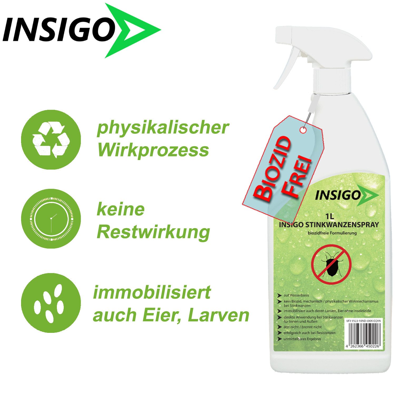INSIGO Insektenspray Stinkwanzenspray, Wanzen, 0.5 l, biozidfreie Formel, auf Wasserbasis, geruchsarm, brennt / ätzt nicht – Bild 4 von 5