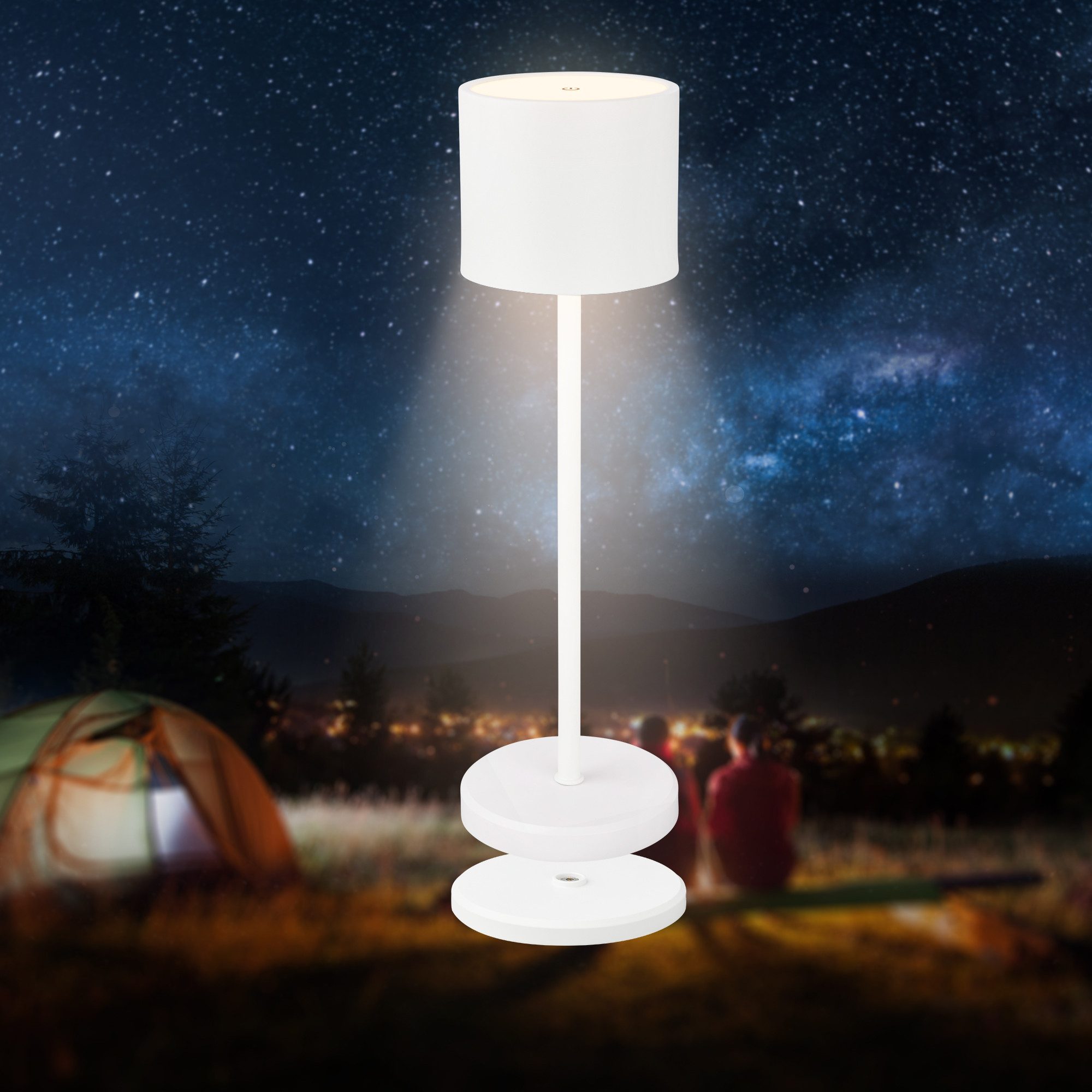 Briloner Leuchten Tischleuchte LED Tischlampe Akku IP44 kabellos Indoor/Outdoor, mit Ladestation, LED wechselbar, 2700K - Extra - Warmweiß, LED Tischlampe kabellos 36x10,5 cm Beige Wohnzimmer Schlafzimmer