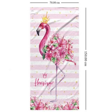 WS-Trend Strandtuch Flamingo Flower Queen Mikrofaser Badetuch XL 70x150 cm