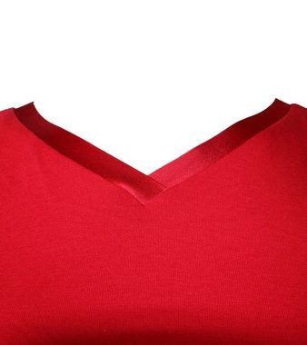 Margittes Rundhalspullover MARGITTES Longsleeve bequemer Damen Sofa-Sweater mit Vokuhila-Schnitt Langarm-Shirt Rot