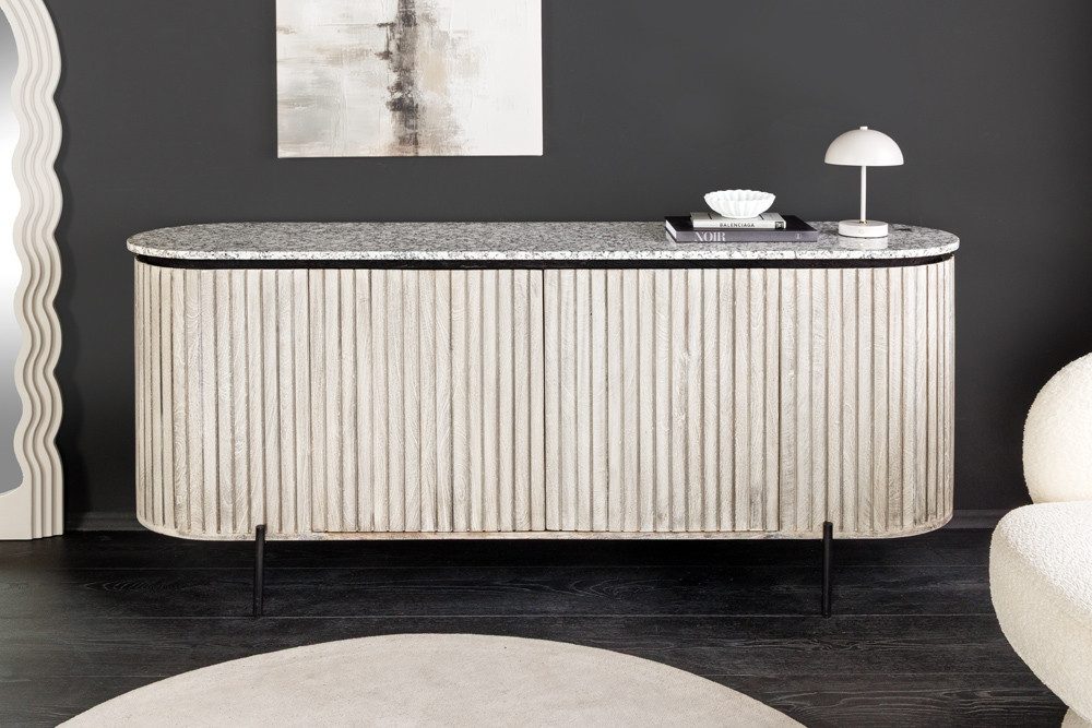 riess-ambiente Sideboard ADLON 170cm grau gebürstet / weiß - Mangoholz, Mar günstig online kaufen
