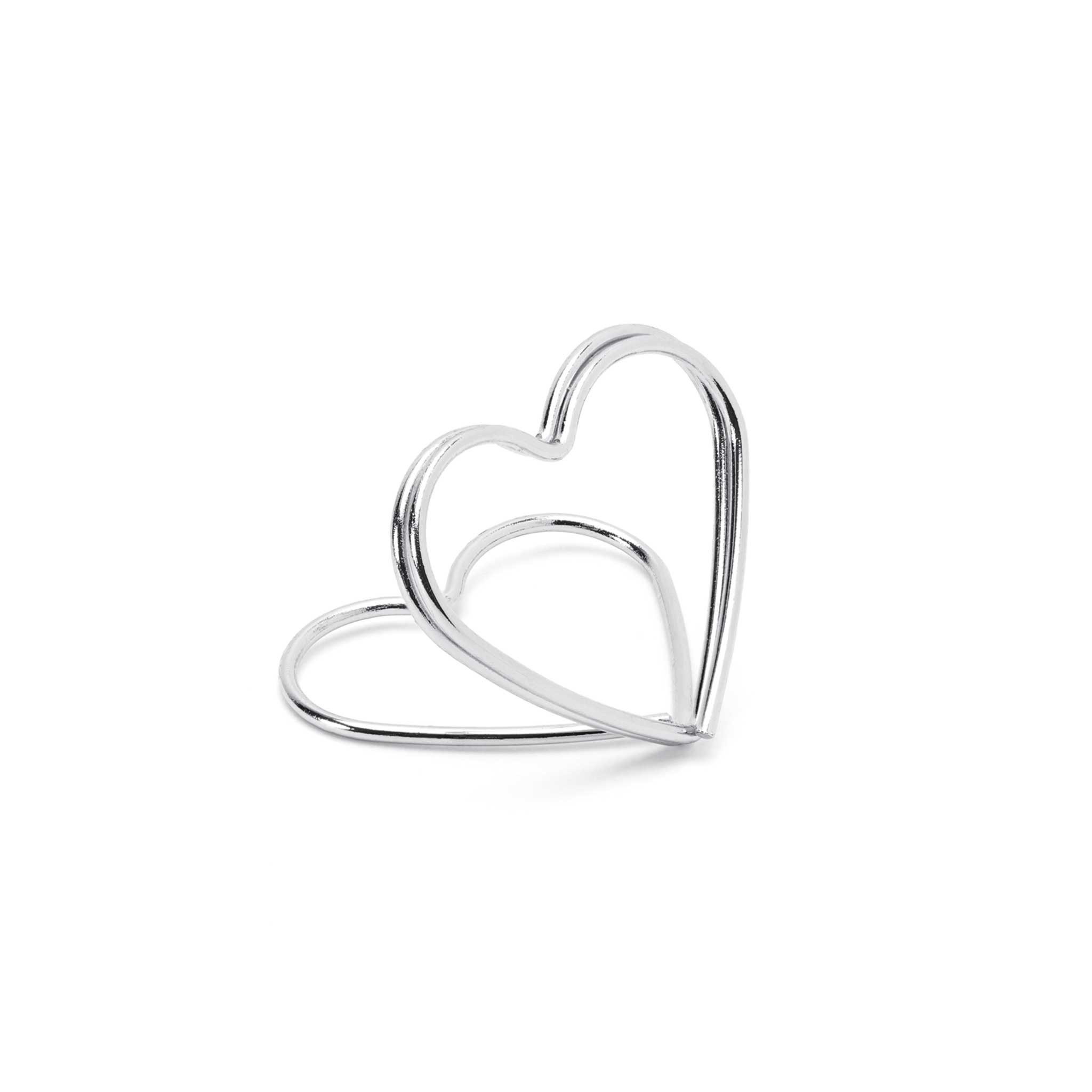 partydeco Tischkartenhalter, Tischkartenhalter Herz 2,5cm Metall silber, 10 Stück
