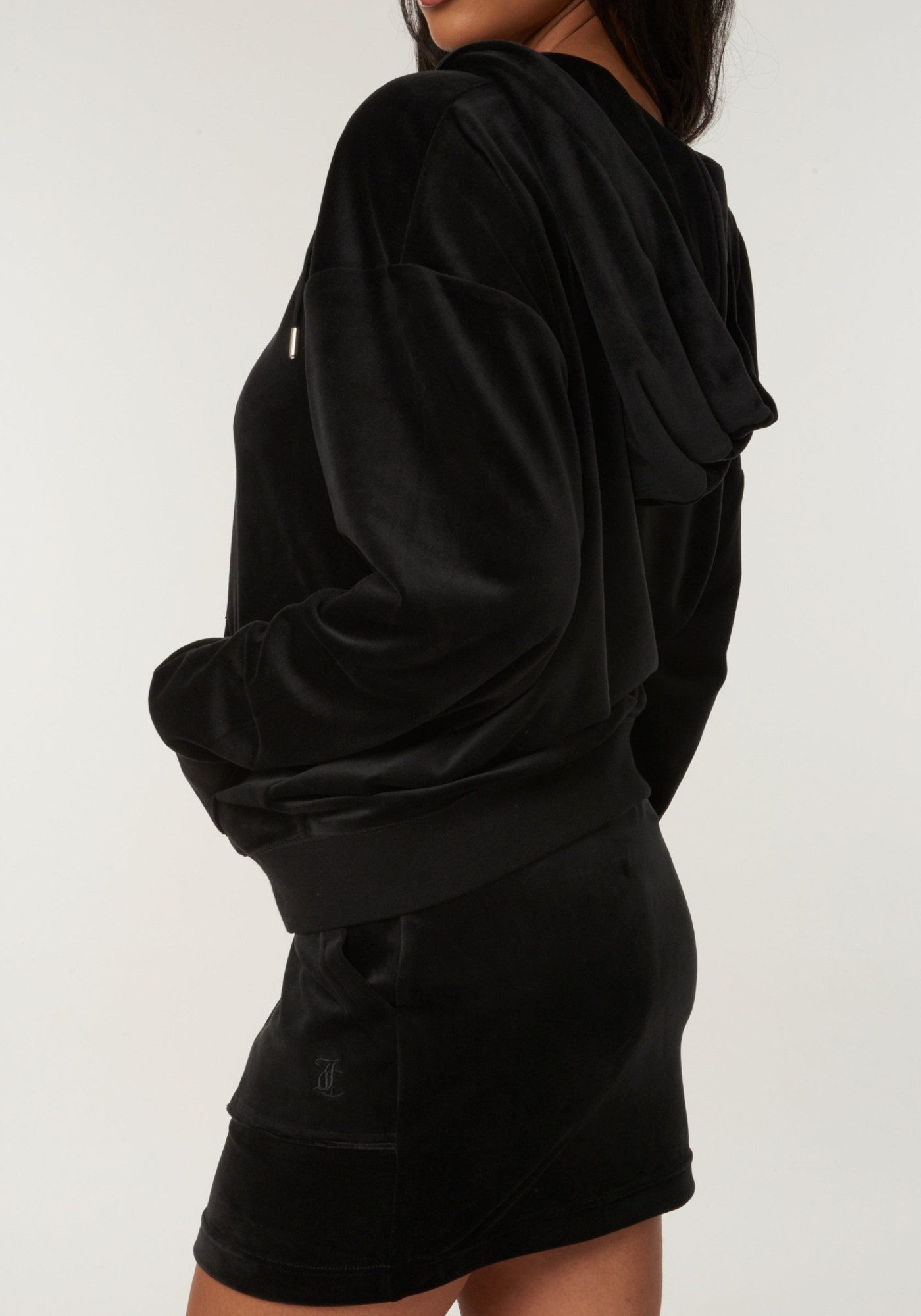 Juicy Couture Kapuzennickijacke HALAN OVERSIZED HOODIE Damen Trainingsjacke Damen, Sweatjacke mit Kapuze, Velour, Stickerei, Sale