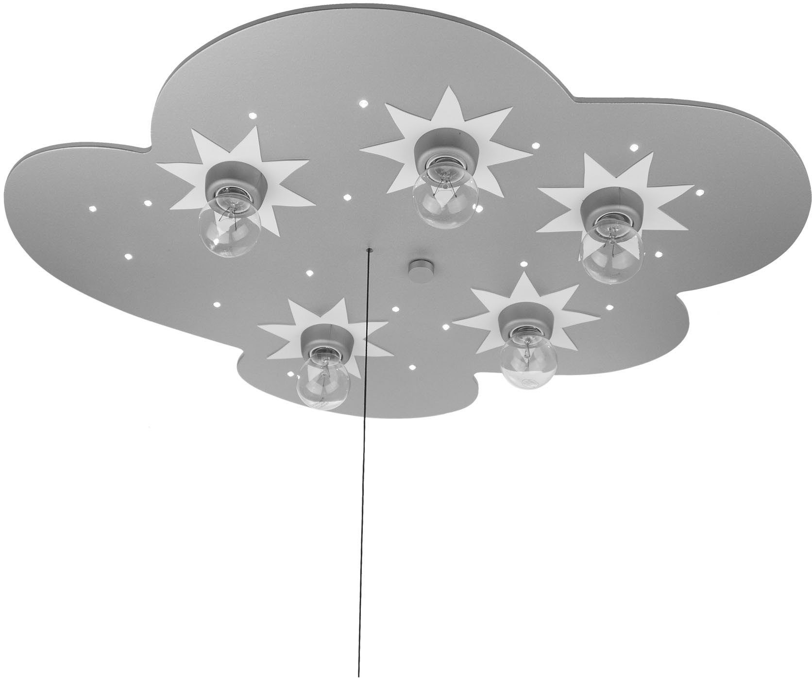 niermann Deckenleuchte Wolke, titan mit Sternen, Kinderzimmer, Kinderlampe