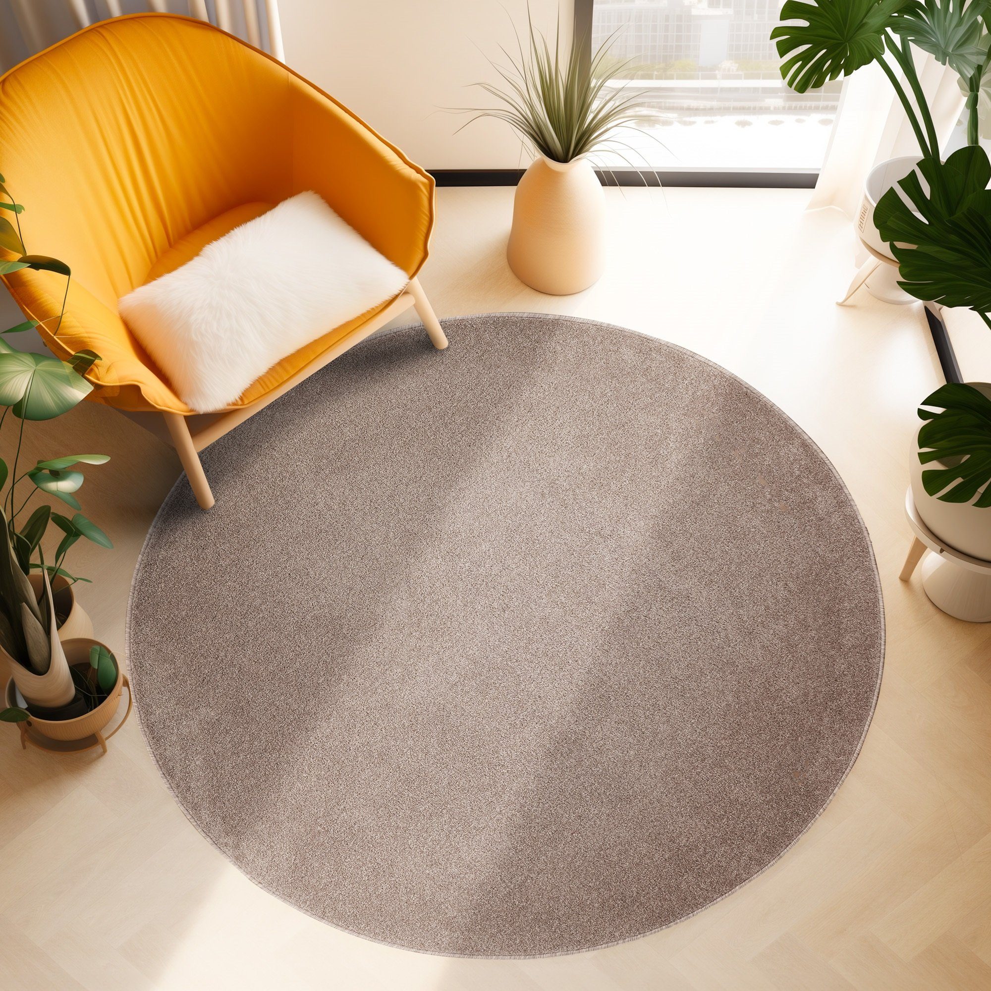 SIMPEX24 Teppich Unicolor - Einfarbig, Rund, Höhe: 11 mm, Einfarbig Kurzflo günstig online kaufen