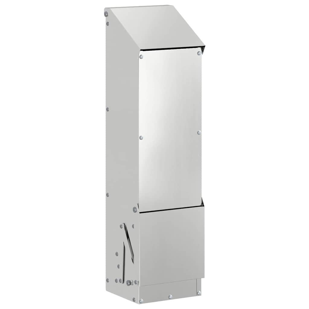 vidaXL Futterspender Hühnerfütterer Silber 13 x 12 x 51 cm Verzinkter Stahl