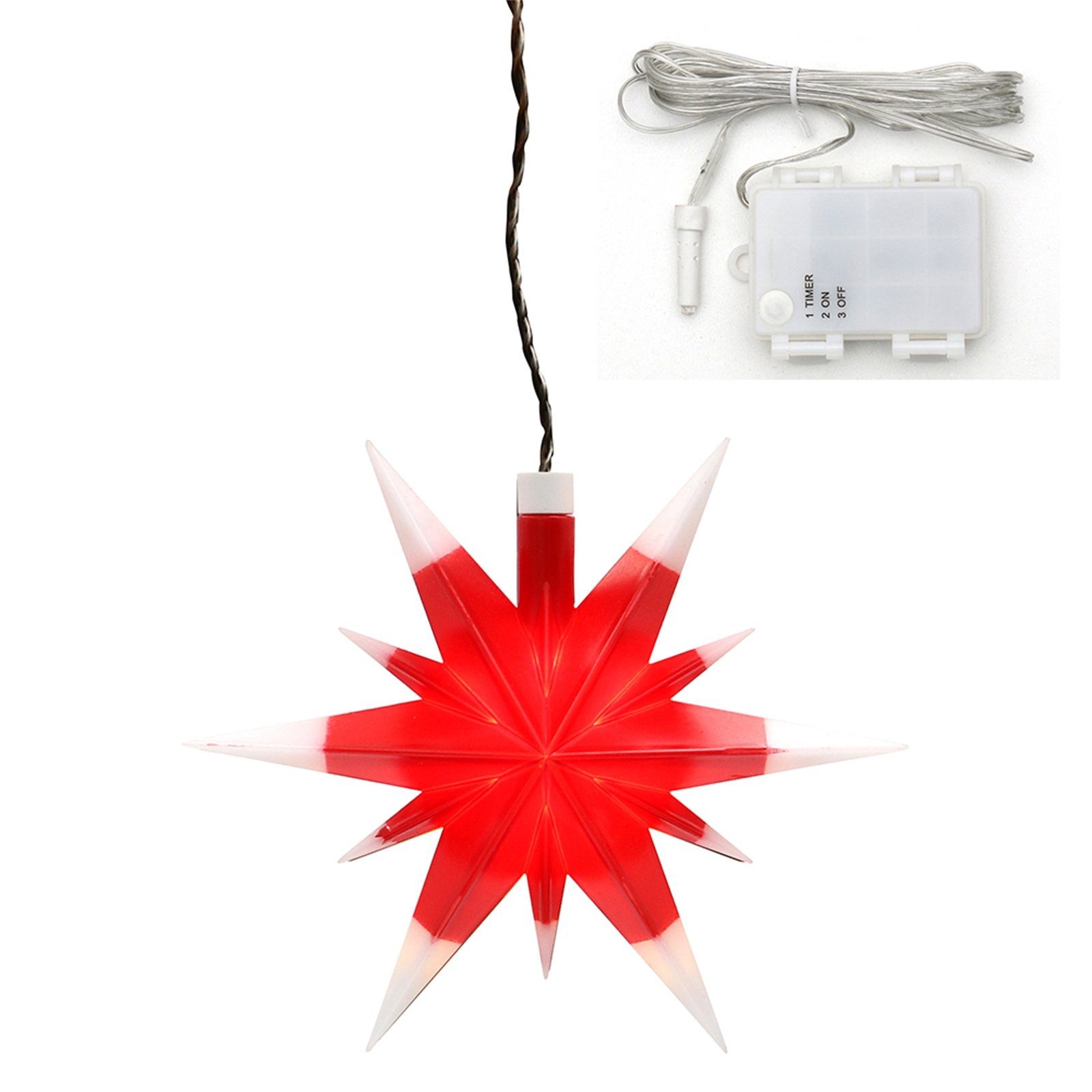 SIGRO LED Stern mit Rot/Weiß, Timer Weihnachtsstern LED