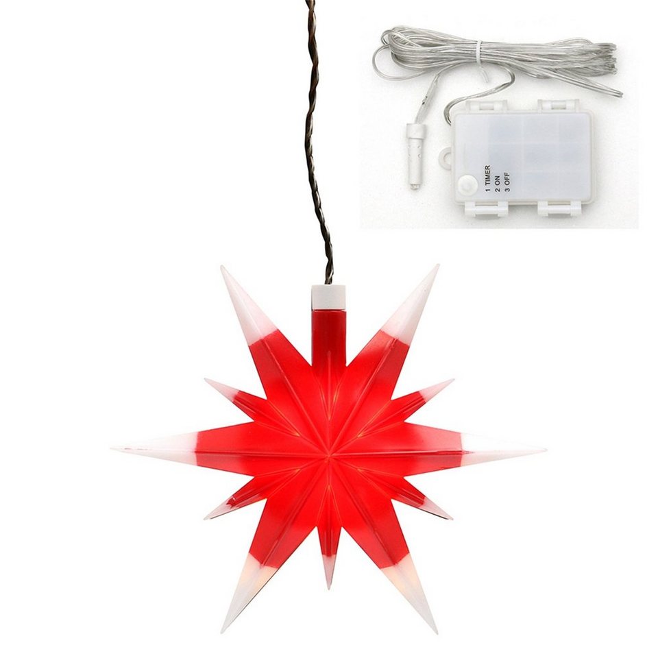 SIGRO LED Stern Weihnachtsstern mit Timer Rot/Weiß, LED