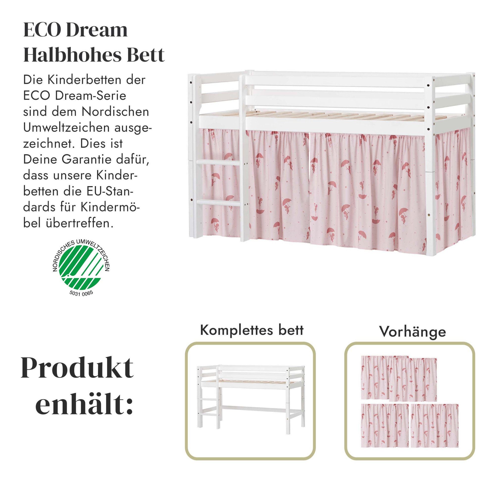 Hoppekids Spielbett 2 Größen und 4 wählbar wahlweise ECO Dream, Massivholz, Farben, in Matratze
