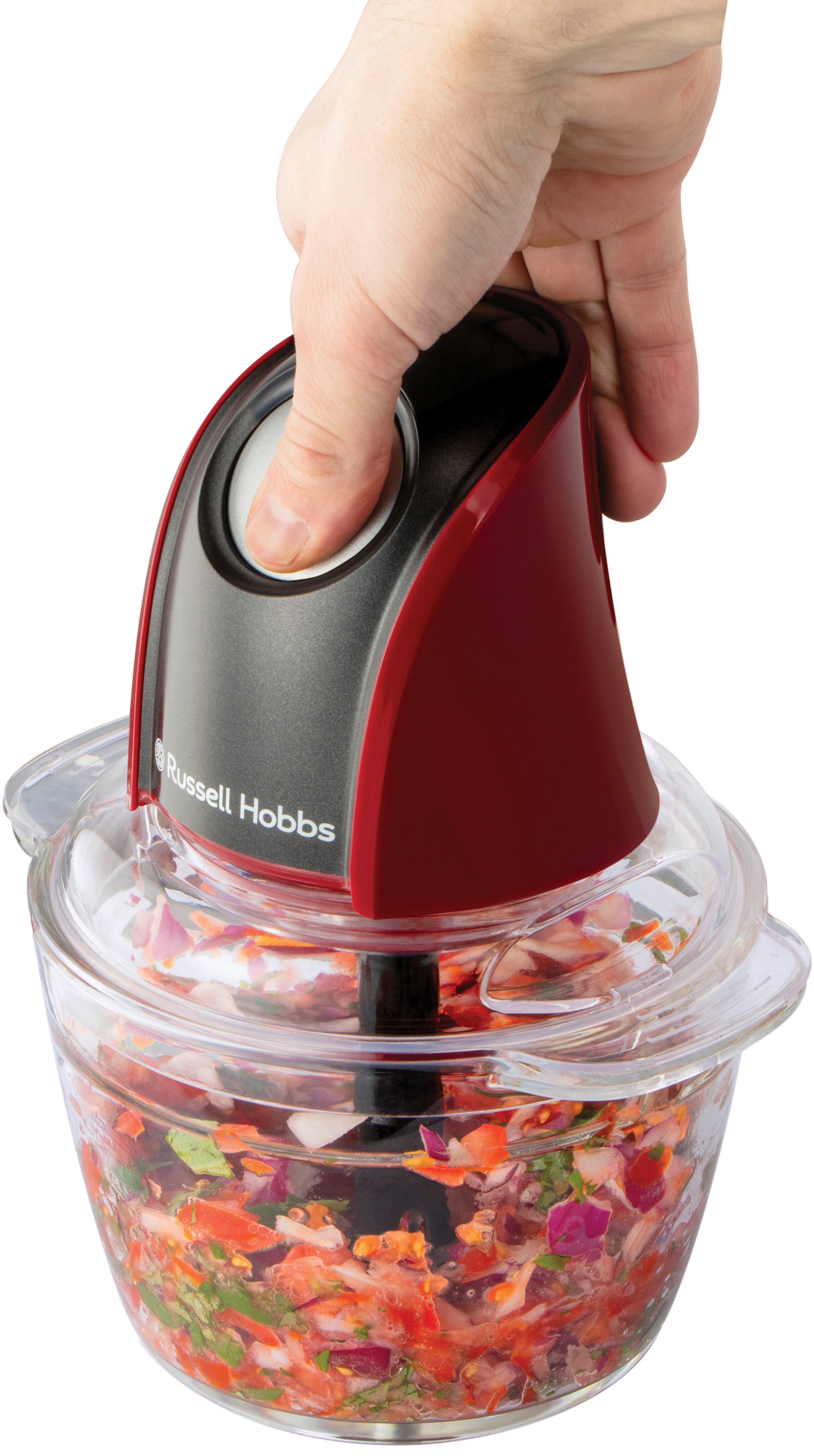 RUSSELL HOBBS Zerkleinerer Desire 27130-56, 1L Glasbehälter mit Anti-Rutsch-Boden, 350 W, spülmaschinengeeignetes Edelstahl Messer