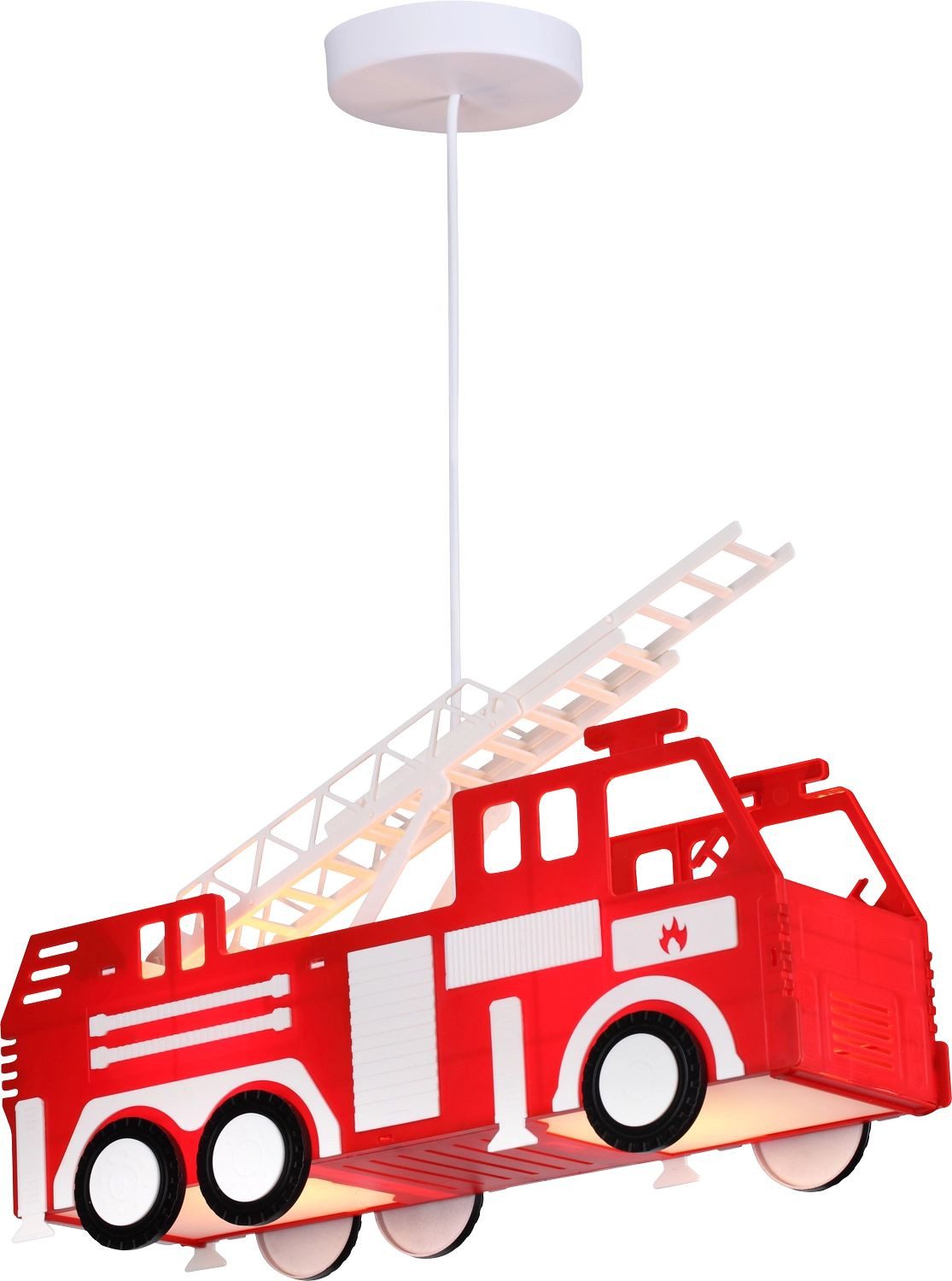 GLOBO LIGHTING Pendelleuchte KITA, ohne Leuchtmittel, Kinderlampe, Kinderleuchte, Kinderzimmer, Feuerwehr, Hängelampe