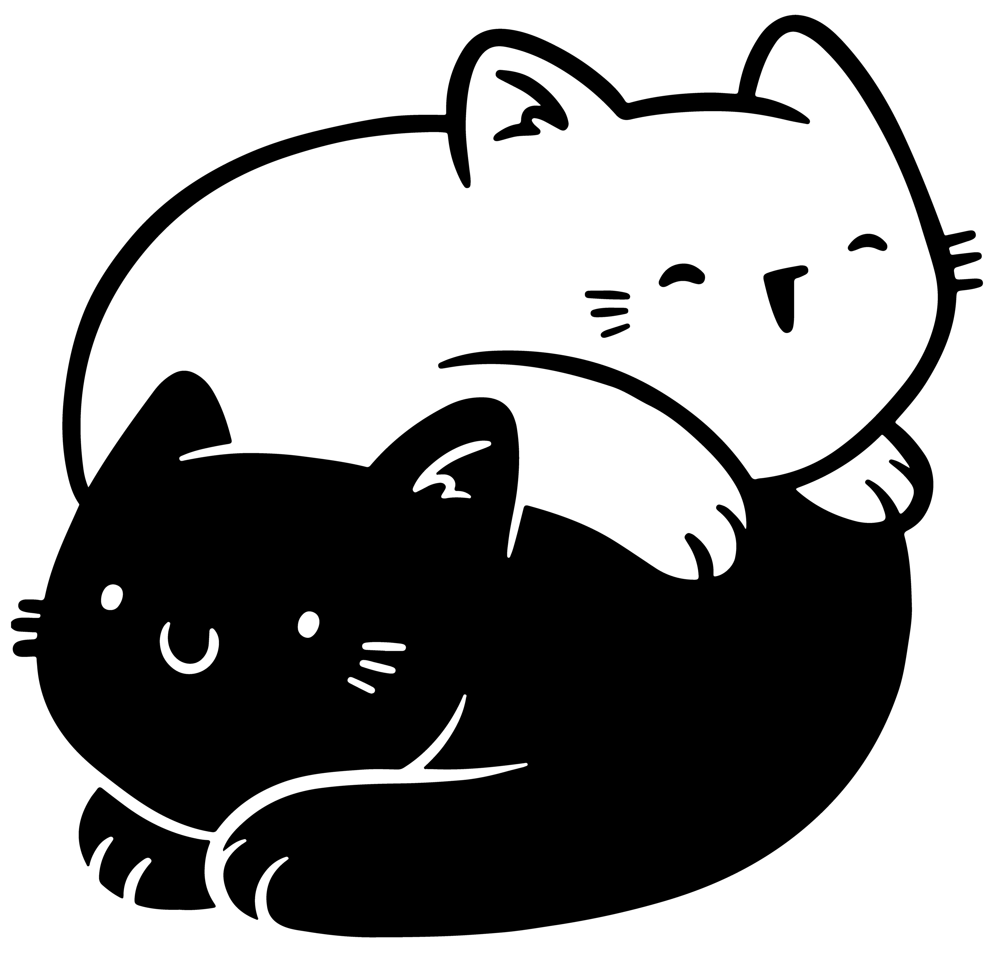 mit Sweatshirt schwarz, mit Katzen Hoodie Yang Yin MyDesign24 i112 Aufdruck, Kapuze Kinder Kapuzensweater -