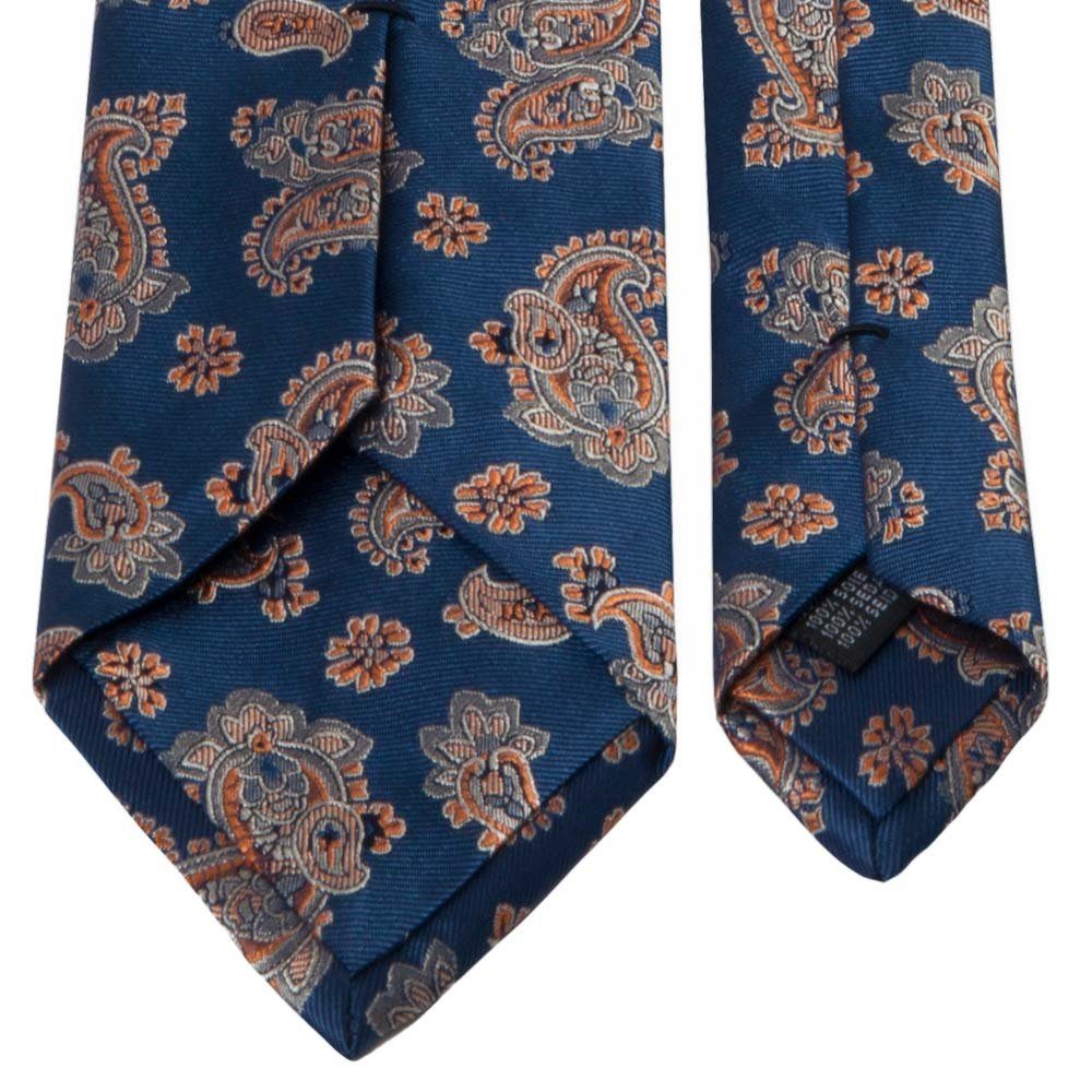 BGENTS Krawatte (8 Seiden-Jacquard Krawatte mit Paisley-Muster Breit Blau cm)