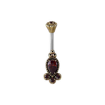 Karisma Bauchnabelpiercing Brass Double Tribal Stecker Banana Edelstahl 316L Pin Zirkonia - Rot