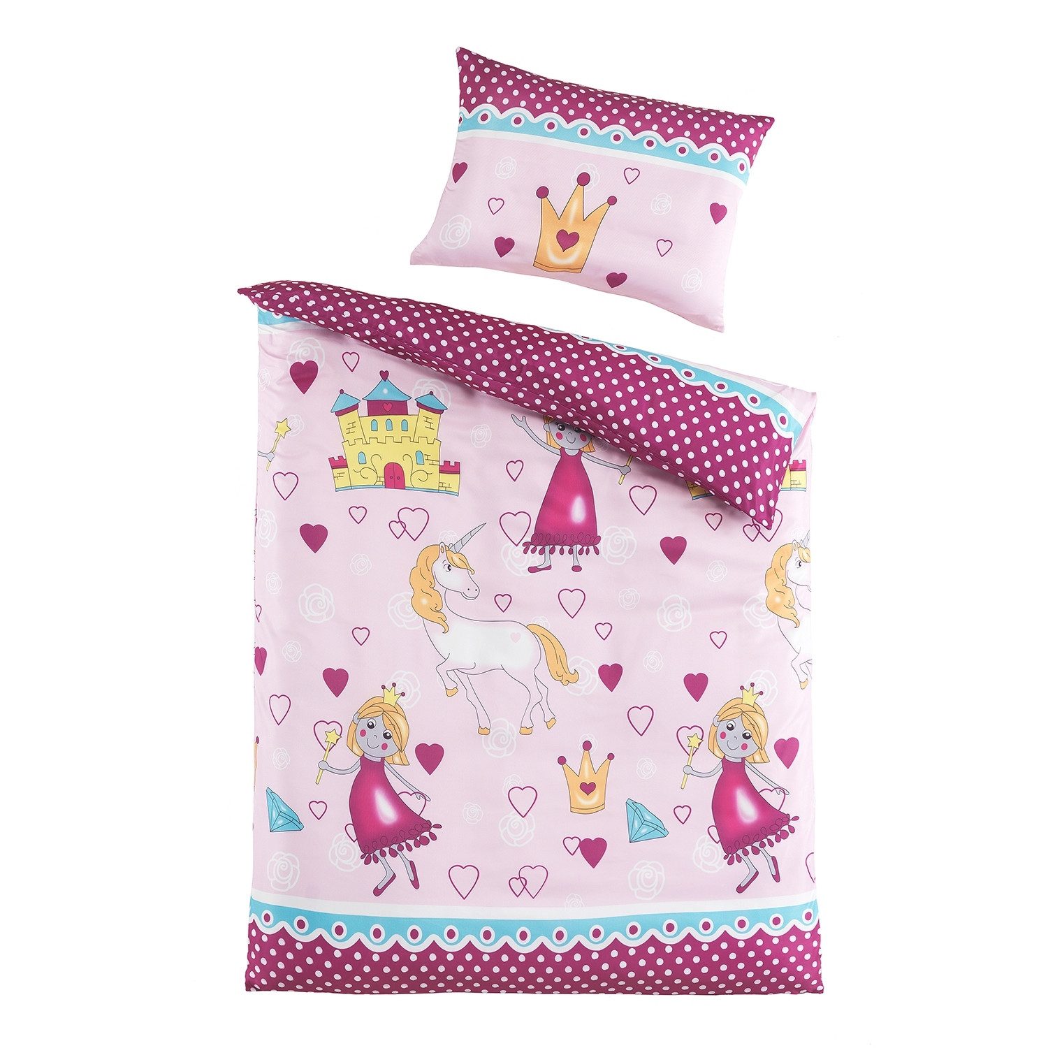 Babybettwäsche LOLA, 100 x 135 cm, Rosa, Pink, 2-teilig