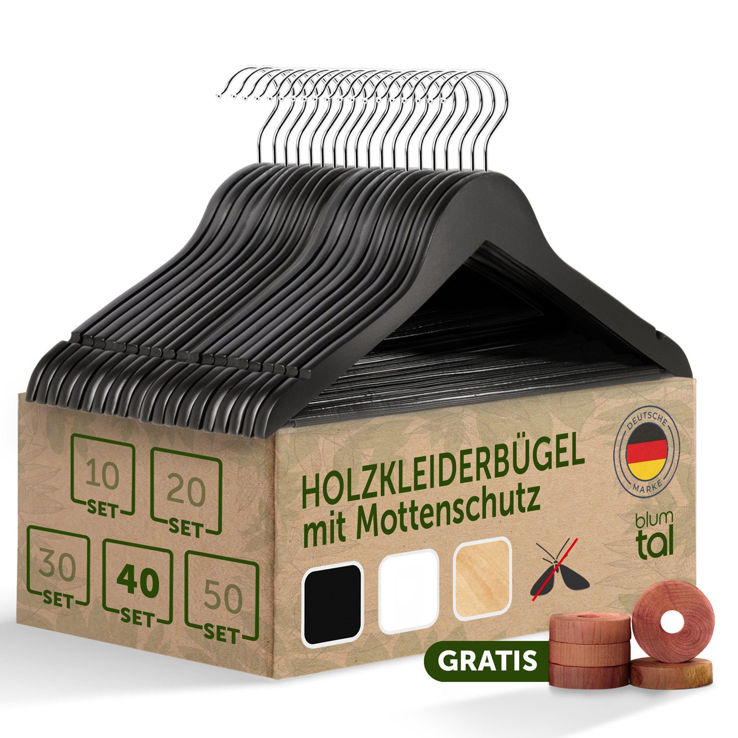 Blumtal Kleiderbügel Kleiderbügel Holz mit 360° günstig online kaufen