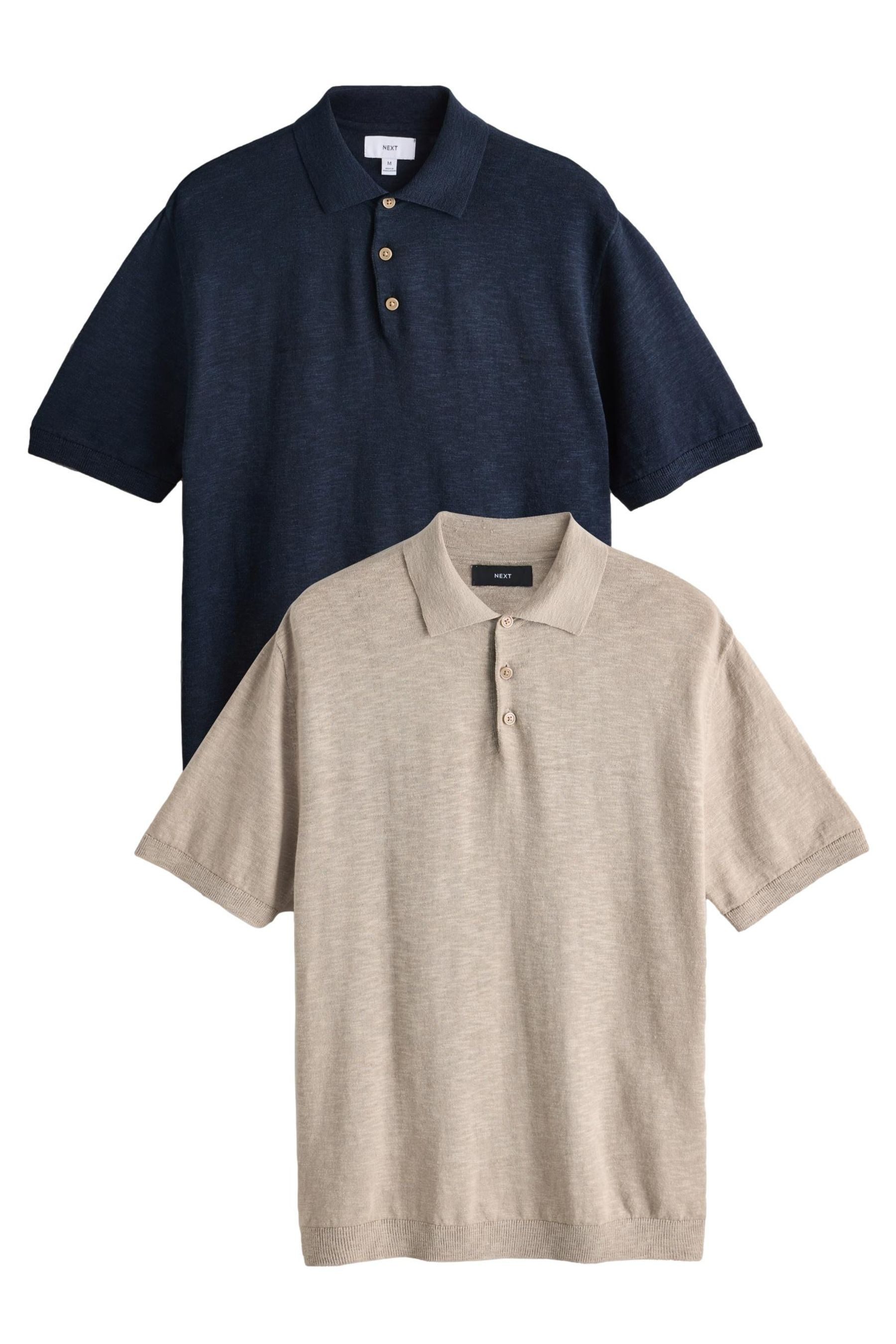 Next Polokragenpullover Regular Fit Poloshirts in Strickoptik, 2er-Pack (2-tlg)