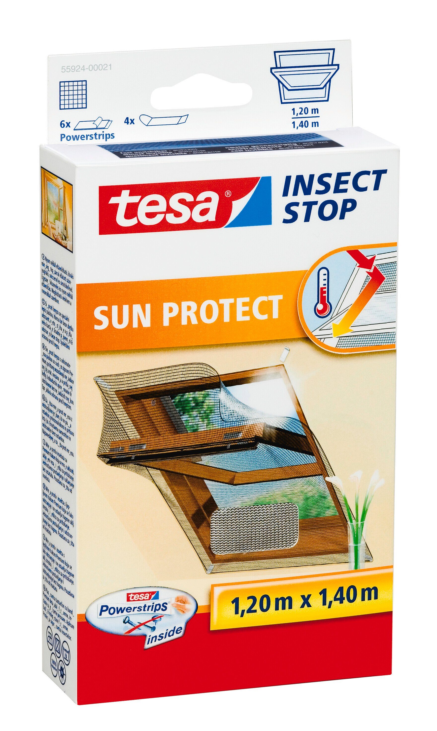 tesa Fliegengitter-Gewebe Insect Stop Comfort Fliegengitter für Fenster - 1,2 m : 2,4 m, (Packung, 1-St., Fliegennetz, Klettband, Andrück und Schneidehilfe), Insektenschutzgitter -Fliegenetz ohne Bohren- zuschneidbar -anthrazit