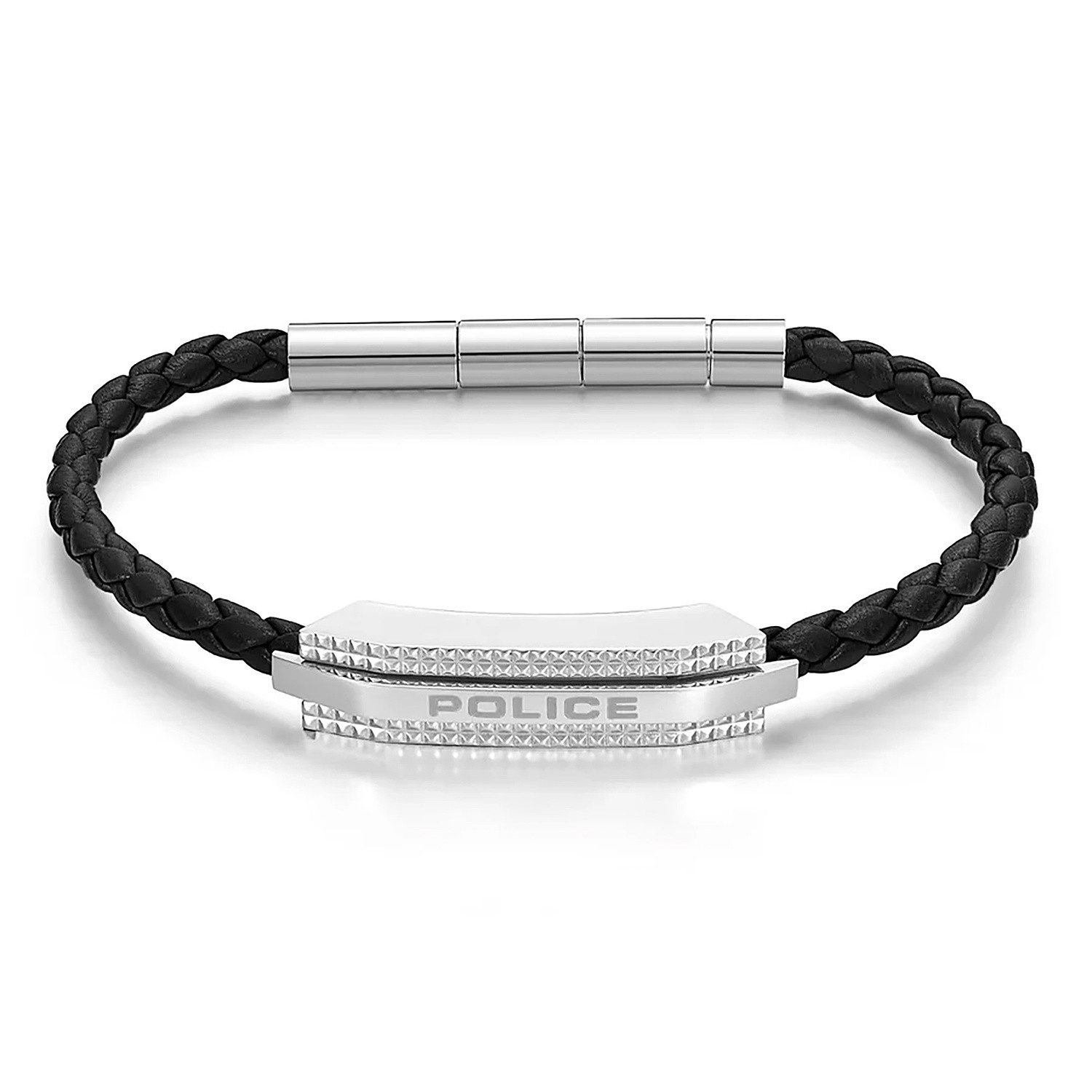 Police Edelstahlarmband Herren-Gripcord Schwarz/Stahl