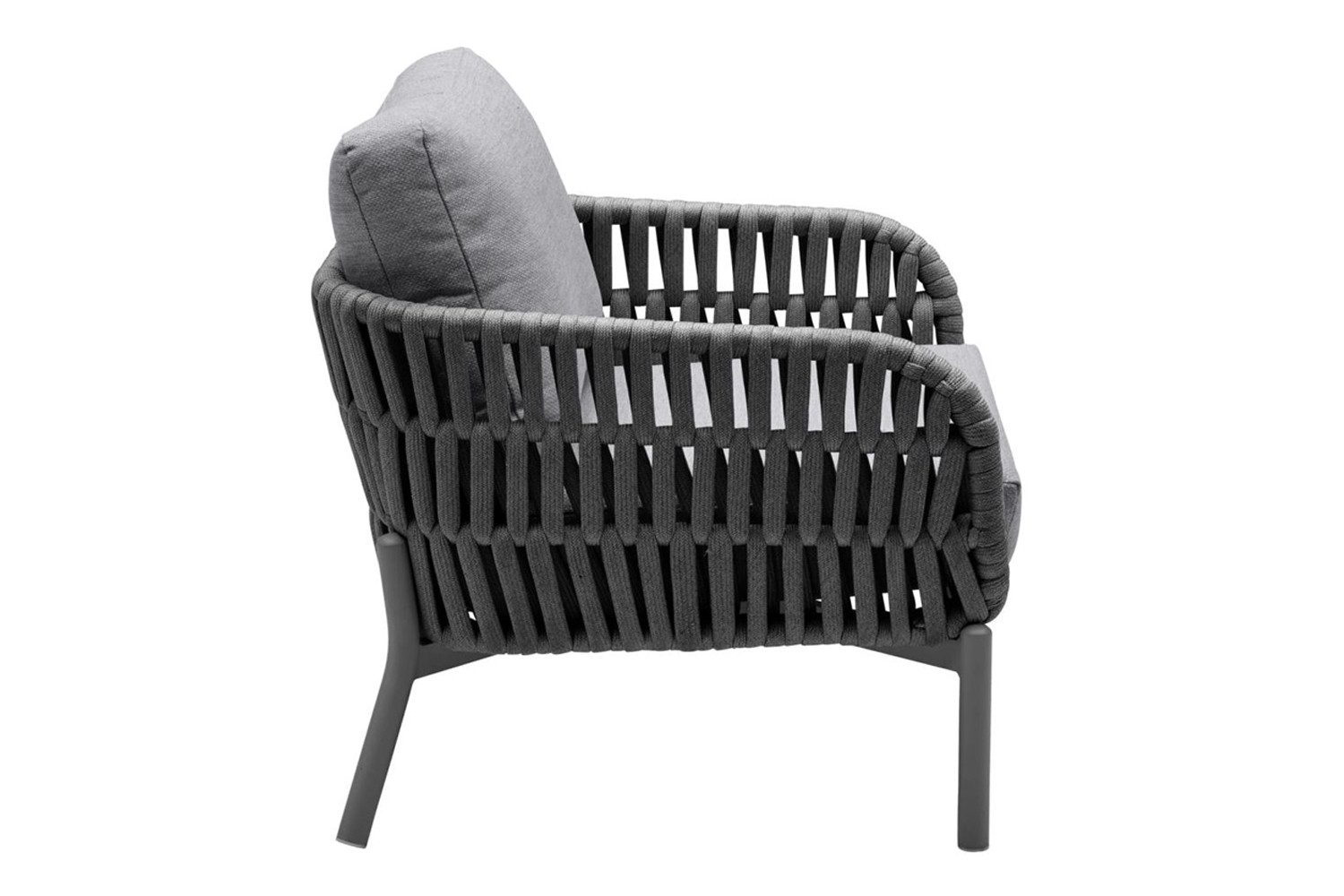 dasmöbelwerk Gartensessel Gartensessel Malte Gartenstuhl Loungesessel mit Polster Rope Anthrazit