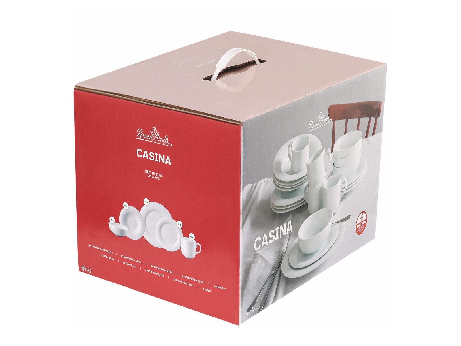Rosenthal Geschirr-Set Casina Weiss Tafelset 20tlg, Porzellan