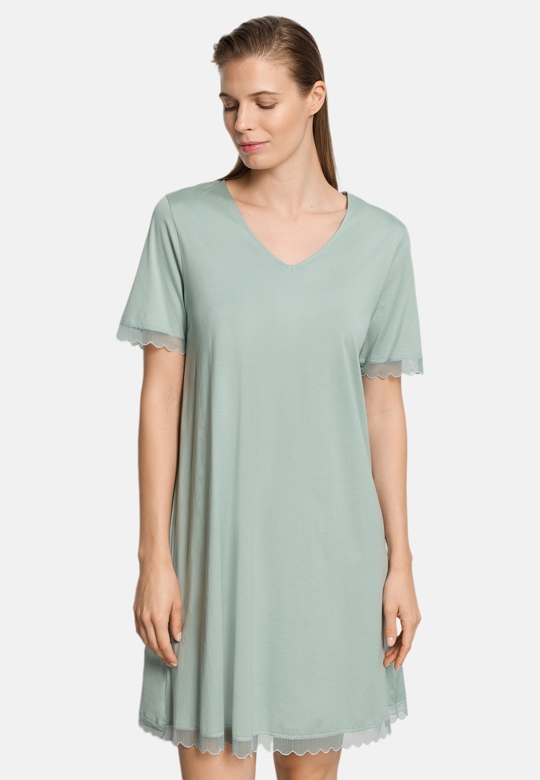 Hanro Nachthemd Inaya (1-tlg) Nachthemd - Baumwolle - Atmungsaktiv - Details aus Spitze