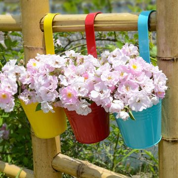 DRULINE Blumentopf Hängetopf Pflanztopf Übertopf mit Haken Bunt Zink (6 St), schönes Design