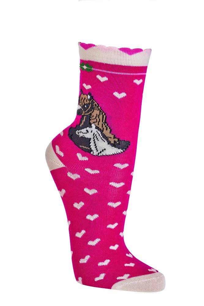 Wowerat Freizeitsocken 3 Paar Kindersocken für Mädchen, Romantik-Pferd, weiche Baumwolle – Bild 4 von 5