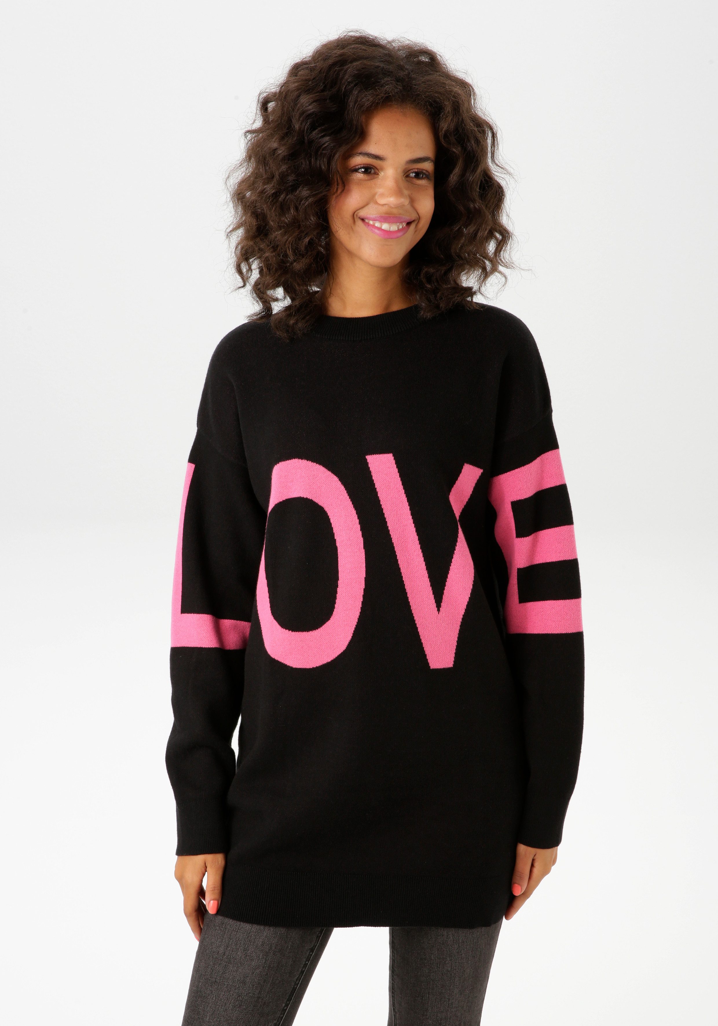Aniston CASUAL Strickpullover, mit eingestricktem LOVE-Schriftzug günstig online kaufen