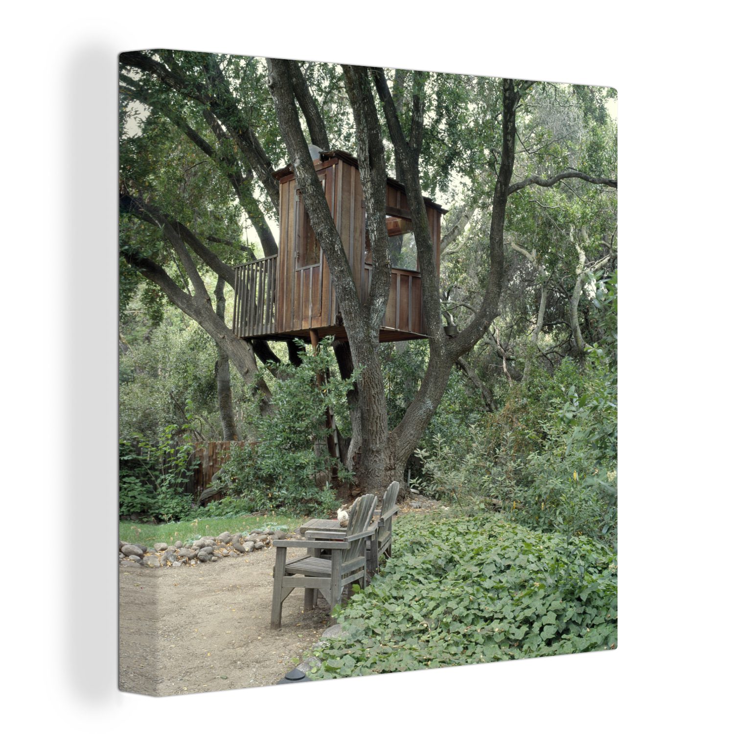 OneMillionCanvasses® Leinwandbild Baumhaus Leinwand für in Bilder St), (1 Schlafzimmer natürlicher Wohnzimmer Umgebung