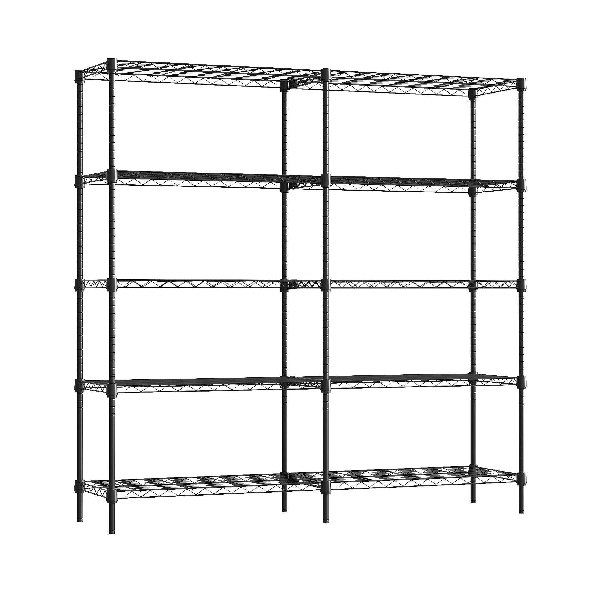 GarveeMore Schwerlastregal aus Stahl mit 5 Ebenen, höhenverstellbar, pulverbeschichtet, 150x35x150 cm, schwarz, für Werkstatt, Keller, Garage, Küche – Bild 3 von 5