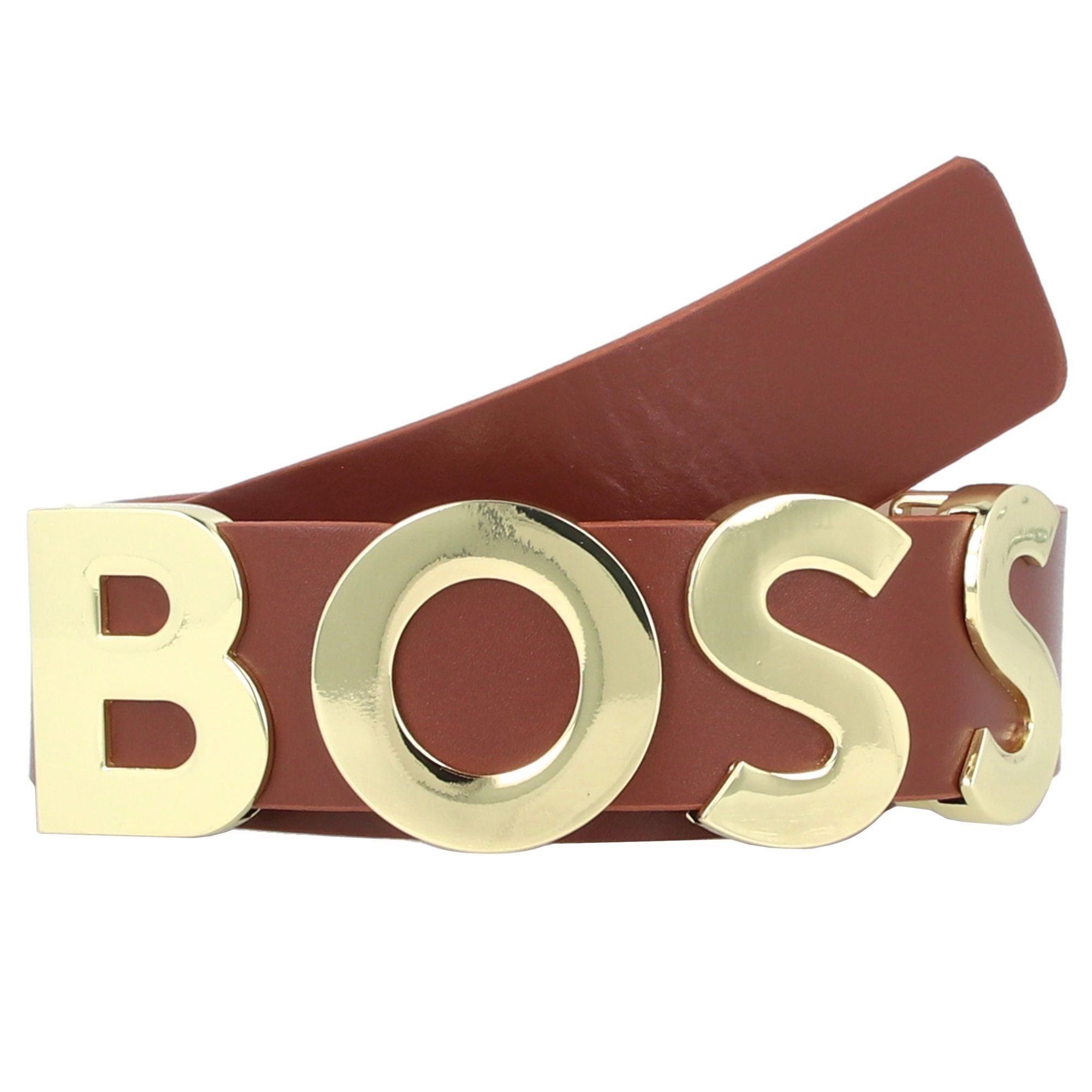 BOSS Ledergürtel Boss-Bold Koppelverschluss open brown